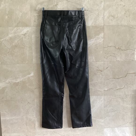 Abercrombie & Fitch Curve Love Vegan Leather 90s Straight Pants Black 27 4S - Picture 9 of 15